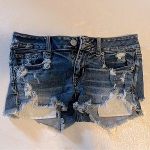 American Eagle Distressed Jean Shorts Blue